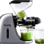 Fretta Juicer Machines Vegetable and Fruit, Cold Press Juicer, High Juice Yield Masticating Juicer,Juicer Squeezer with Reverse Function, Tritan Material, Easy to Use and Clean 200W(Silver)