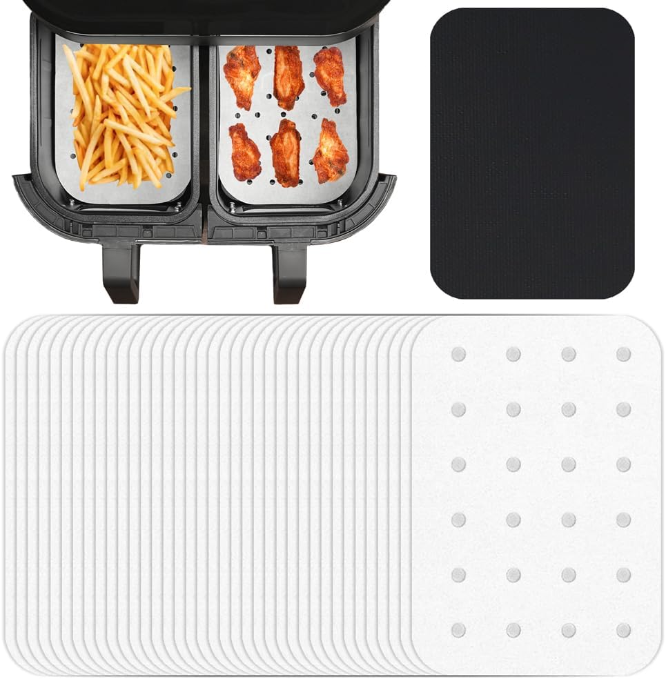 INFRAOVENS Air Fryer Parchment for Instant Vortex Plus XL 8qt ClearCook Airfryer,Paper Liner Air Fryer Accessories for 2 Basket, Dual Basket, Two Drawer Instant Pot Air Fryer with NonStick Liner