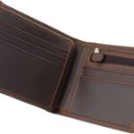 LovinPet Thin Wallet for Men, Leather Wallet with Zipper, 8 Card Slots, 5 Bill Dividers and Clear Photo Window, Slim and Secure Bifold Wallet, Gift for Men