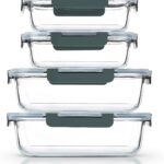 M MCIRCO [80 oz & 36 oz Extra Large Glass Food Storage/Baking Containers Set with Lids, 2 Pack 80 oz(10 cup)&2 Pack 36 oz (4.5 cup) Airtight Glass Container,Microwave,Oven,Freezer and Dishwasher