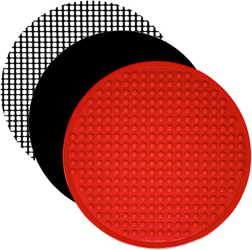 Air Fryer Silicone Liner Set of 3 Compatible with Instant Pot 8 QT Duo Crisp, Ninja Foodi + More, Air Fryer Pressure Cooker Accessories Parchment Paper Sheet Replacement Reusable Mats 9.4 inch Round