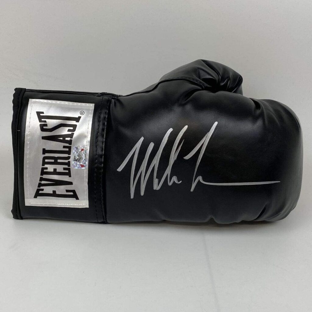 Autographed/Signed Mike Tyson Black Everlast Boxing Glove Athlete Hologram COA