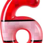 Number 6 Pixel Miner Candle, Handmade with Premium Wax, 5.07 Inch Tall (with Base) Suitable for Themed Birthday Party Decorations, Pixel Cake Decorations for Boys Girls (Red 6)