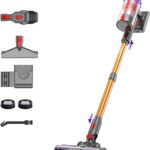 Coovy Cordless Vacuum Cleaner SU7, 580W 50Kpa 75 Minutes Runtime Stick Vacuum with Touch Screen, Anti-Tangle Wireless Powerful Lightweight Vac for Home Pet Hair Carpet Hardwood, Gold