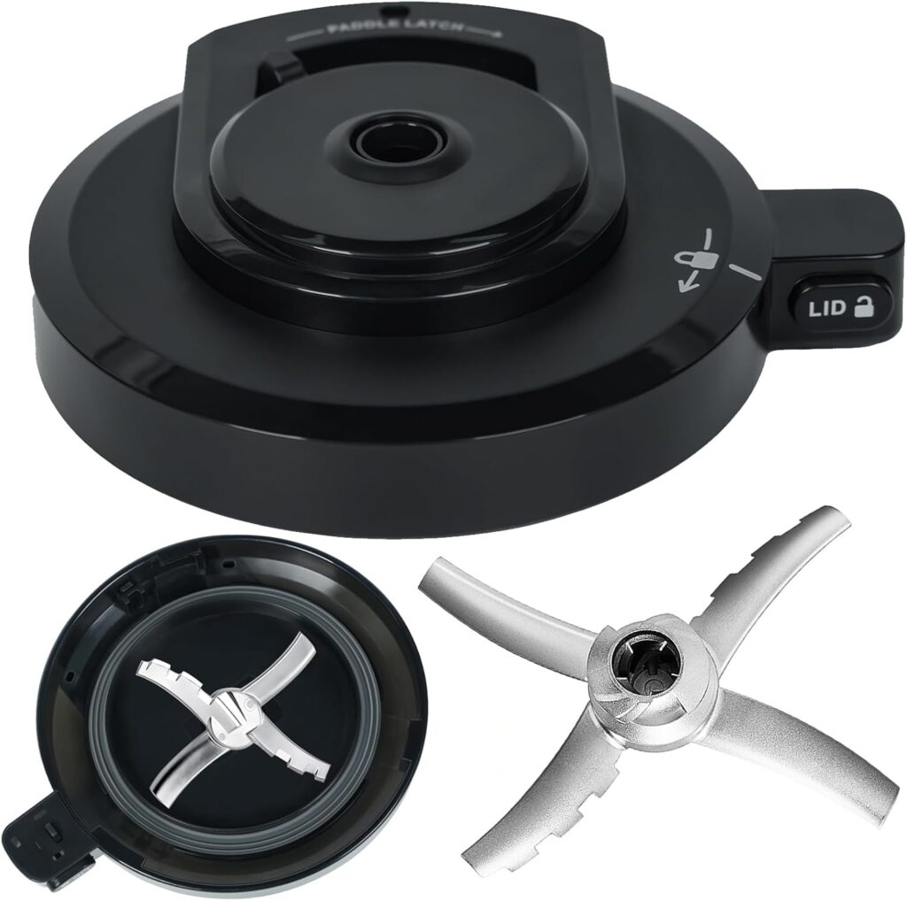 Outer Bowl Lid with Blade for Ninja Creami Deluxe NC501/NC500 Series Ice Cream Maker Machine Accessories Part, Reusable, BPA-Free Replacement Cover Shatterproof, Airtight Fit, Dishwasher Safe