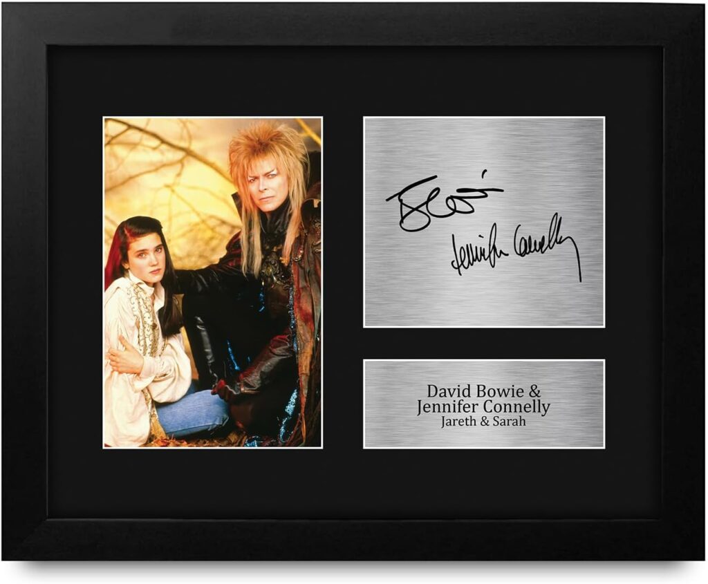 HWC Trading David Bowie & Jennifer Connelly Labyrinth Framed Gifts Printed Signed Autograph Picture for Movie Memorabilia Fans – US Letter Size