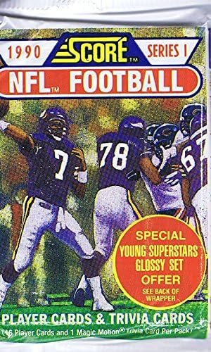 1990 Score Series 1 NFL Football Trading Cards Wax Pack – 16 Cards Per Single Pack