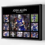Black Framed Rugby Star Josh Allen Signed Poster For Fans Kids Birthday Christmas Gifts-Sports Football Picture Canvas Art Prints For Boys Teens Room Bedroom Wall Decor