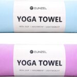 Eunzel 2 Pack Hot Yoga Towel Non Slip Yoga Mat Towel Non-Slip Sweat Absorbent Microfiber Towel for Hot Yoga, Pilates and Workout 72″ x 26.5″, Blue/Purple