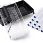 Bates- 4 Inch Foam Paint Roller Set, 15 pcs, Small Paint Roller Kit, 1x Black Plastic Paint Tray, 3X Transparent Tray Liners, 1x Roller Frame & 10x White Foam Covers