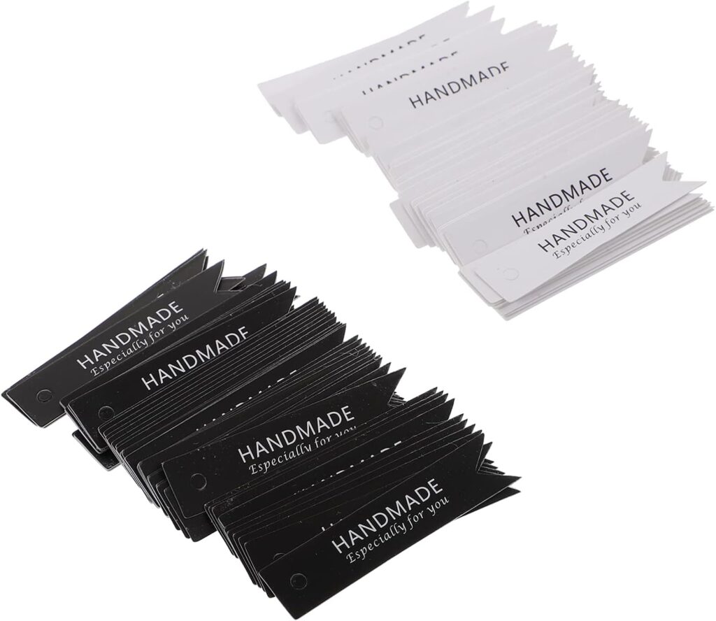 100pcs Paper Hanging Tags for DIY Handmade Candle Tags for Handmade Candle Decoration, DIY Craft Projects, and Gift Labeling (Black and White)