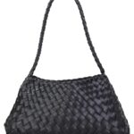 Women’s Woven Tote Bag Purse Trendy Woven Shoulder Bag Purses Handbags Handmade Underarm Handbags Leather Shoulder Bag for Women
