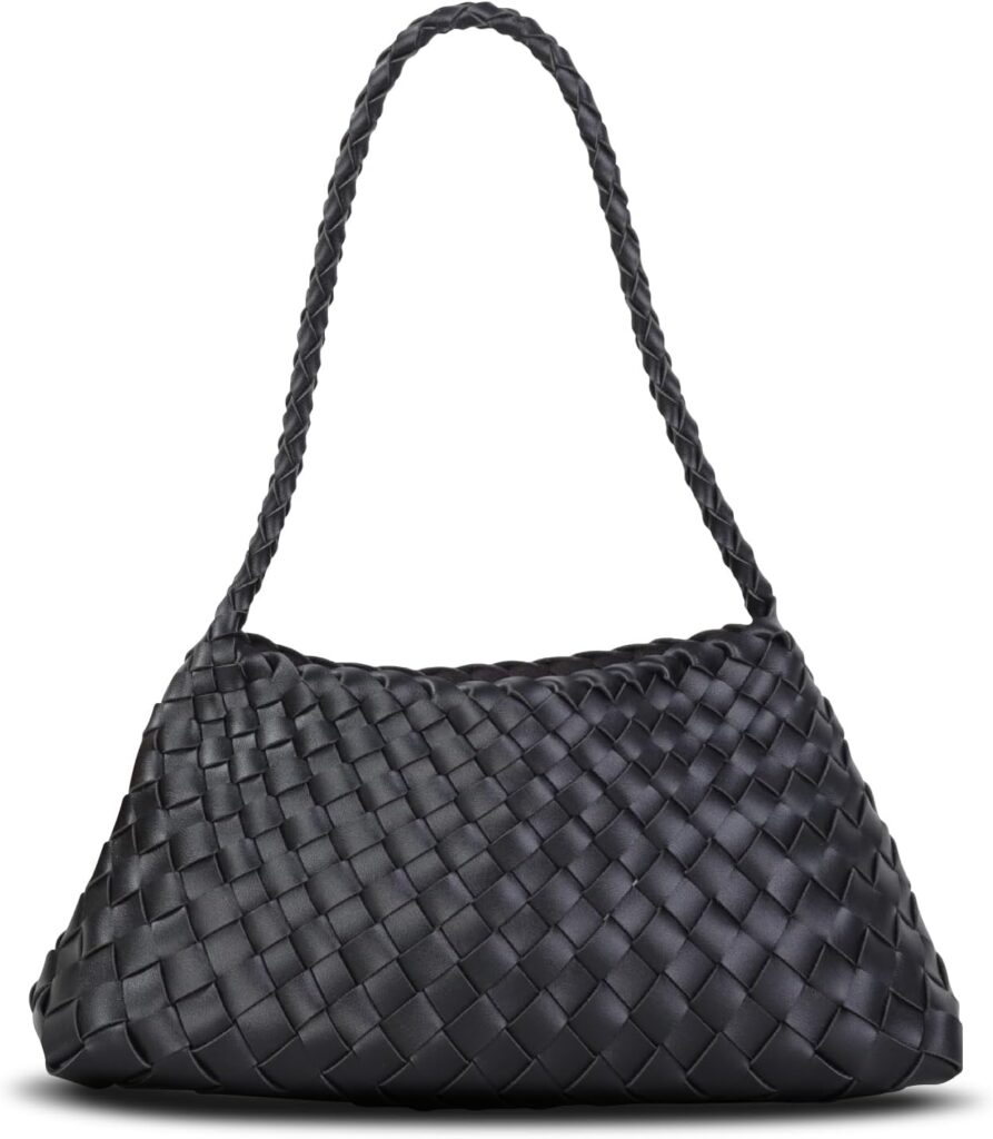 Women’s Woven Tote Bag Purse Trendy Woven Shoulder Bag Purses Handbags Handmade Underarm Handbags Leather Shoulder Bag for Women