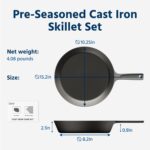 COOKLIFE 10 Inch Lightweight Pre-Seasoned Cast Iron Skillets with Handle Cover – Smooth Polished Surface, Easy to Clean Cast Iron Pan Use in the Oven, on the Stove or Grill, Over a Campfire