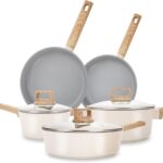 KOCH SYSTEME CS Nonstick Ceramic Cookware Set, 8 Piece Pots and Pans Set with Stay-Cool Handles, Non-toxic Ceramic Kitchen Cooking Set, Induction Compatible Dishwasher Safe, PFAS and PFOA Free, 8pcs