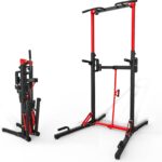 ONETWOFIT Foldable Power Tower Pull Up Bar Station, Multi-Function Adjustable Height Pull Up Dip Station for Home Gym Workout, Strength Training Fitness Equipment, Pull Up Stand 360LBS/Pro 400LBS/Pro Max 600LBS/360LBS Assistive Trainer