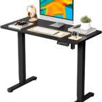 JOY worker Small Electric Standing Desk, 40″ x 20″ Whole Piece Height Adjustable Desk with Memory Controller, Black Sit to Stand Workstation for Home Office