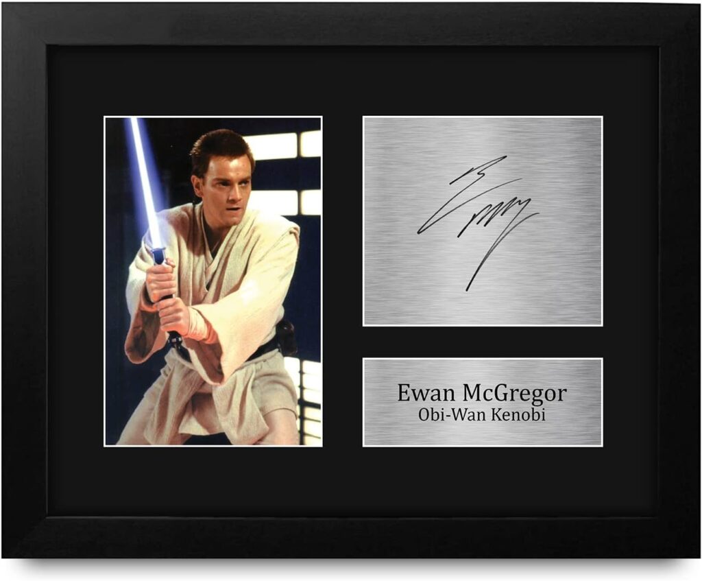 HWC Trading Ewan McGregor Gift USL Framed Signed Printed Autograph Star Wars Gifts Obi-Wan Kenobi Print Photo Picture Display – US Letter Size
