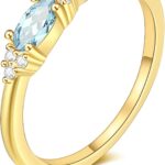 FUNEIA Gold Birthstone Rings for Women Non Tarnish Trendy Stackable Gold Rings that Don’t Tarnish Dainty Emerald Green Gemstone Cubic Zirconia Wedding Engagement Ring for her Birthday Gifts Jewelry