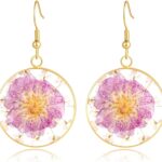 Real Pressed Flower Earrings for Women, Handmade Boho Chic Dangle Design, Unique Floral Jewelry, Cute and Thoughtful Gift for Christmas, Valentine’s & Mother’s Day