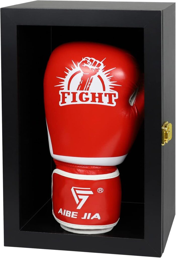 Boxing Glove Display Case for Boxing Glove Baseball Mitt Wall Mount Lockable Showcas Holder Full Size pro UV Protected Clear Acrylic Holder Stand Box for Signed Boxing Glove Protection
