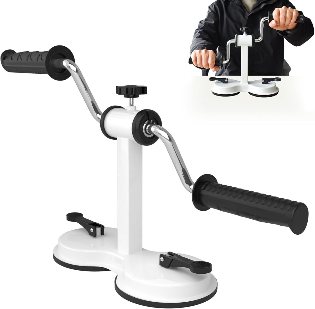 Upgraded Arm Bike for Rehabilitation Exercise for The Elderly, Physical Therapy Equipment, Designed for Arm and Shoulder, Adjustable Resistance, 2 Industrial Suction Cups, White