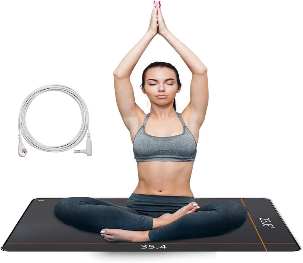 Reconnect to The Earth EMF Recovery Mat, 35.4×23.6 inches, Universal Grounding Sleep & Yoga Mat, Improves Energy, Sleep Assist, Helps with Anxiety – BLACK