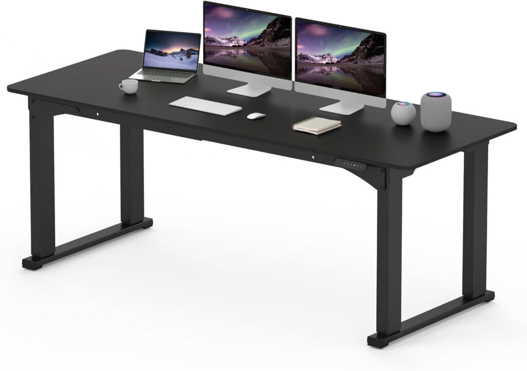 SANODESK 4-Leg Standing Desk, Electric Height Adjustable Desk with Memory Presets for Home Office, Stand up Desk Computer Workstation, 78×32 Inches Black