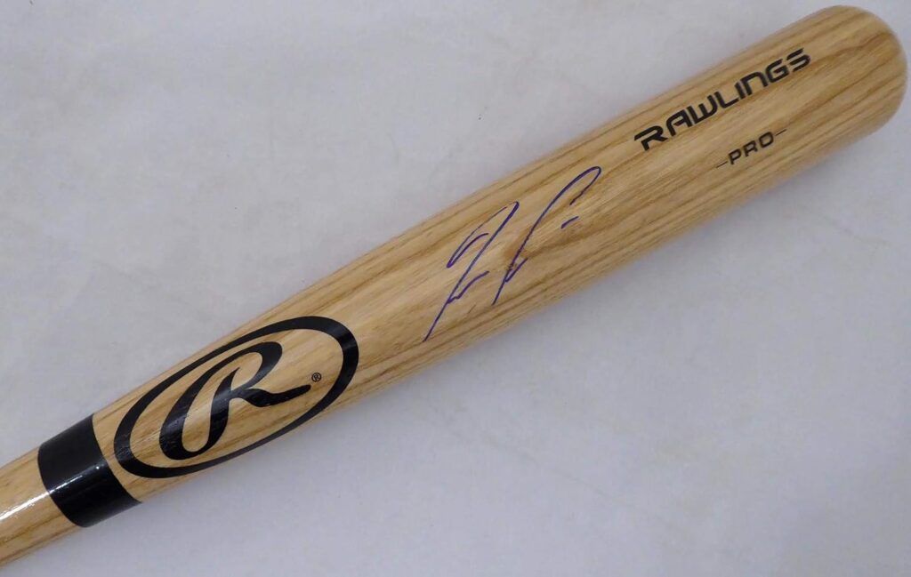 Ronald Acuna Jr. Autographed Blonde Rawlings Baseball Bat Atlanta Braves Beckett BAS Stock #181315 – Autographed MLB Bats