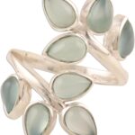 NOVICA Artisan Handmade Chalcedony Cocktail Ring .925 Sterling Silver Multi Stone India Gemstone ‘Leafy Glory’