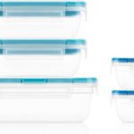 Snapware Total Solution 5-Pack (Mixed Sizes) Plastic Food Storage Containers Set, Leakproof & Airtight Locking Lids Rectangular Tupperware, Non-Toxic BPA-Free Lids, Microwave Dishwasher Freezer Safe