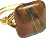 Yellow Tiger Iron Gemstone Artisan Handmade Copper-Gold-Silver Solitaire Wire Wrap Women’s Ring Jewelry Gift for Her Hand-Crafted in USA