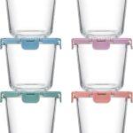 [UPGRADED LID] 6 Sets 3 Cup Glass Meal Prep Containers with Lids, Food Storage Bowl Jars for Leftover Lunch Meal Oats Salad Soup Fruit Snack Yogurt – Microwave, Oven, Freezer Safe, BPA Free, Airtight