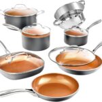 Gotham Steel 12 Pc Ceramic Cookware Set Nonstick, Ceramic Pots and Pans Set Non Stick with Steamer for Cooking, Non Toxic PFOA PFOS Free, Ergonomic Stay Cool Handles, Oven & Dishwasher Safe, Copper