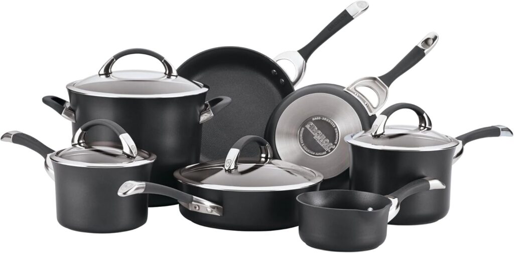 Circulon Symmetry Hard Anodized Nonstick Cookware Pots and Pans Set, 11-Piece, Black