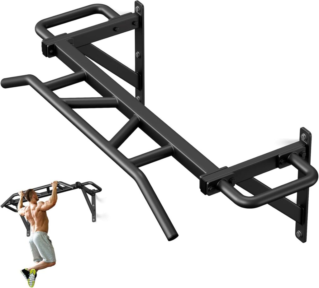 Heavy Duty Pull Up Bar with 14 Grip Positions, Strength Training Pull-Up Bars for Home Gym, Wall Mounted, Joist Mounted Chin Up Bar with Reinforced Thick Metal Construction – Supports 600 lbs for Full-Body Workouts