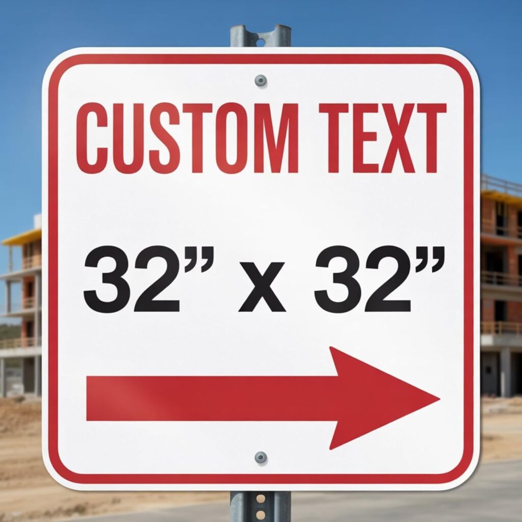 Custom Signs Outdoor, Personalized Metal Sign for Business, 32×32 inch Reflective Option, Rust Free Aluminum, UV Ink Printing, Durable/Weatherproof