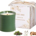 Generic Natural Soy Wax Scented Candle, Sandalwood Fragrance, Green Ceramic Container, Handmade Luxury Home Decor with Cotton Wick, Reusable Jar