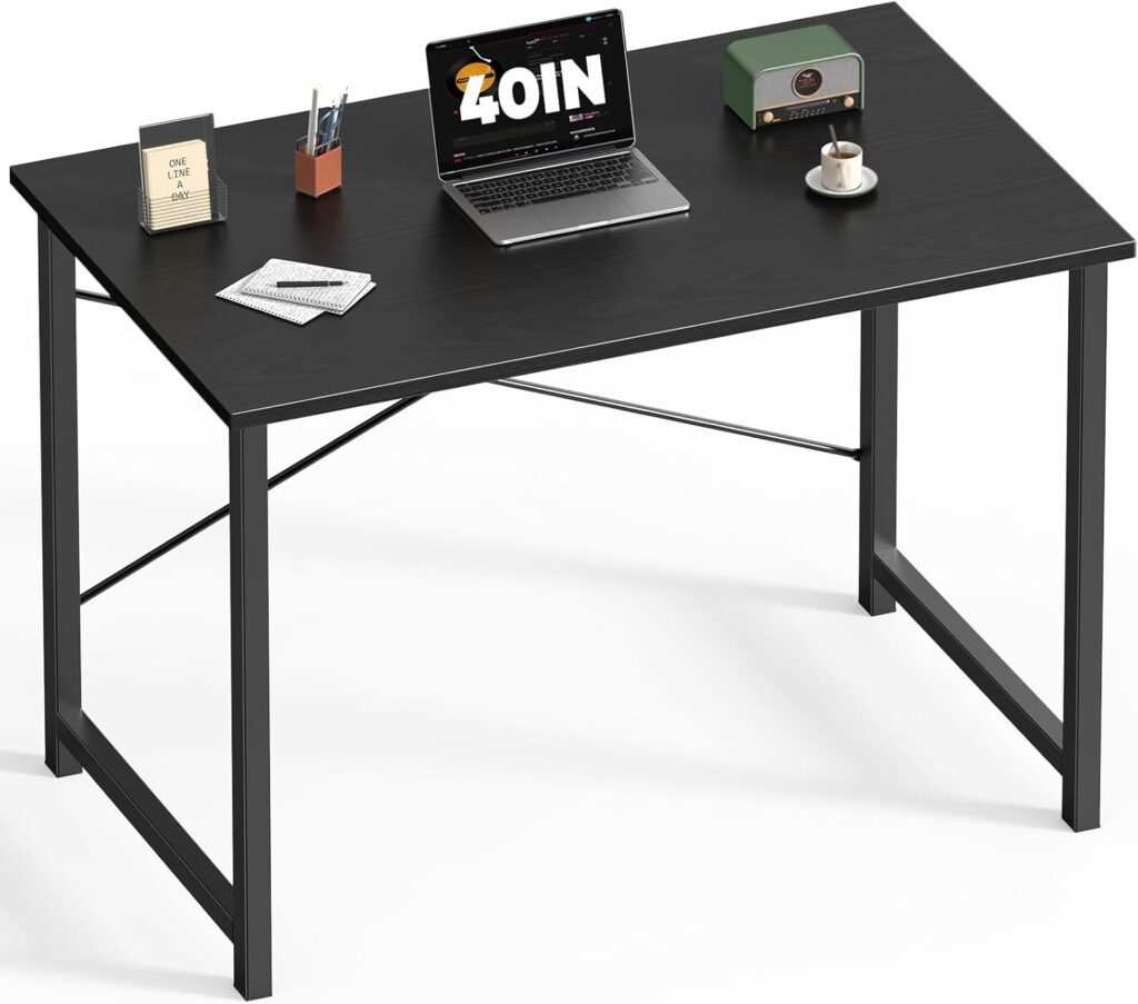 DUMOS 40 Inch Office Small Computer Desk Modern Simple Style Writing Study Work Table for Home Bedroom – Wood Black