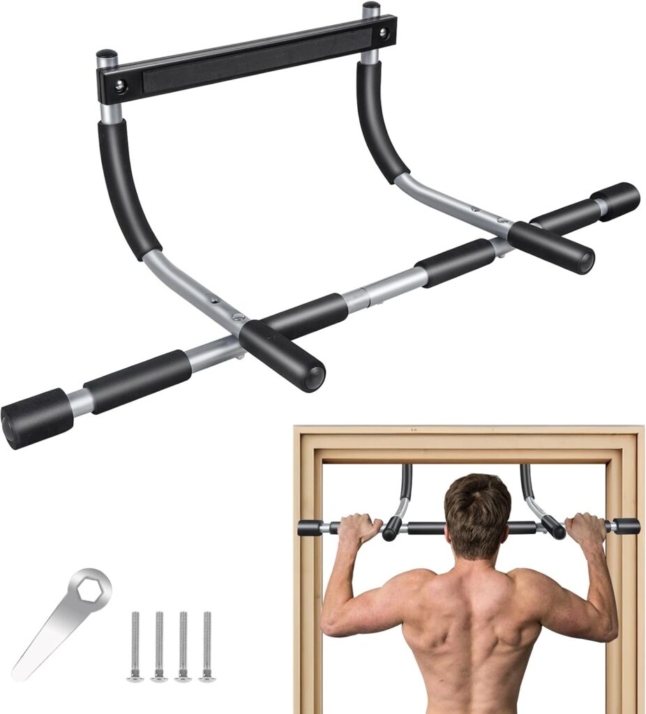 GYE Doorway Pull Up Bar for Home Gym, Adjustable Width, Heavy-Duty Steel,Max Limit 440 lbs Upper Body Fitness Workout Bar with Foam Grips,Indoor Portable Upper Body Workout Bar for Strength Training
