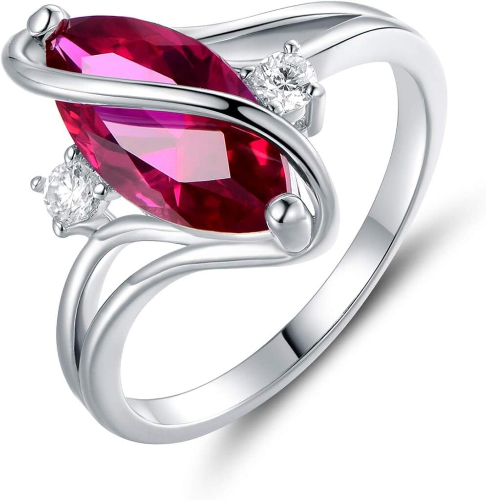 Barzel Rose Gold & White Gold Plated Created Ruby, White Fire Opal & Cubic Zirconia Accents Ring