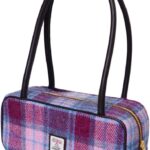 Harris Tweed Shoulder Bag for Women Handmade Vintage Wool Purse with Top Grain Leather Details Retro Rectangle Tote