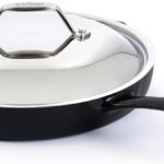 All-Clad Cast Iron Skillet – 12” Enameled Cast Iron Pan with Lid, Enamel Coating, Grill, Oven Safe up to 650°F & Compatible with All Stovetops (Gas, Electric & Induction), Easy-Clean Frying Pan, Black