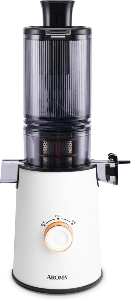 AROMA® Cold Press Juice Machine Slow Masticating Fruit and Vegetable Juicer for Home with Large 4-Inch Feeder and Double Pulp Filter