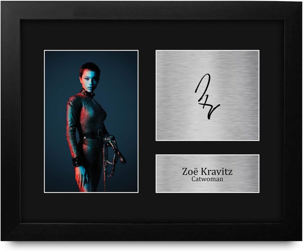 HWC Trading Zoe Kravitz The Batman Catwoman Framed Gifts Printed Signed Autograph Picture for Movie Memorabilia Fans – US Letter Size