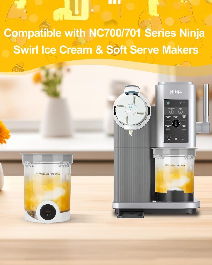 Ninja Swirl by CREAMi Ice Cream and Soft Serve Maker Pints and Lids – 1 Pack, Compatible with NC700/701 Series Ninja Swirl Ice Cream & Soft Serve Makers, BPA-Free & Dishwasher Safe, Grey Lids