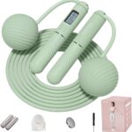 YOTTOY Skipping Ropes for Adults -Cordless Counter Jump Rope with Large Cordless Ball-Weighted Jump Rope for Women with LCD Display