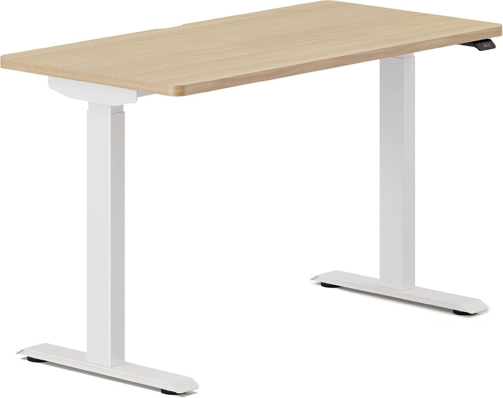 Branch Duo Standing Desk 36 Inches – Adjustable Standing Desk with 20” Range – OLED Control Panel – Frameless Design & Compact Size Suitable for Many Spaces – White Base – Woodgrain Top