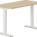 Branch Duo Standing Desk 36 Inches – Adjustable Standing Desk with 20” Range – OLED Control Panel – Frameless Design & Compact Size Suitable for Many Spaces – White Base – Woodgrain Top