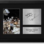 HWC Trading George Lucas Gift USL Framed Signed Printed Autograph Star Wars Gifts Creator Print Photo Picture Display – US Letter Size